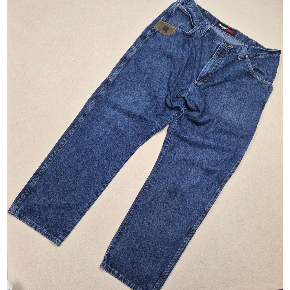 Wrangler Riggs Workwear Men's Wide Leg Cargo Blue Jeans Sz 38\32 EXCELLENT!!!